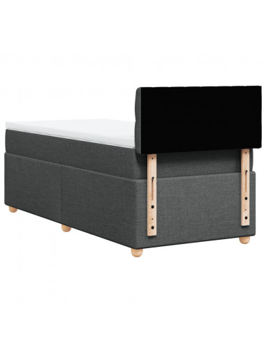 Giroletto a Molle con Materasso Grigio Scuro 90x200 cm Tessuto