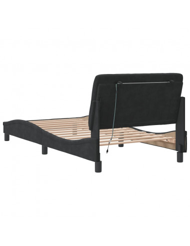 Giroletto con Luci LED Nero 100x200 cm in Velluto