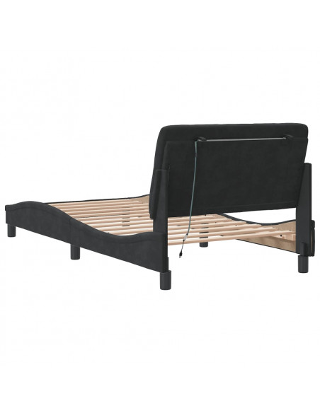 Giroletto con Luci LED Nero 100x200 cm in Velluto