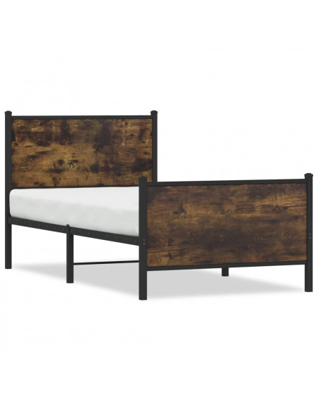 Giroletto con Testiera e Pediera Metallo Rovere Fumo 80x200 cm