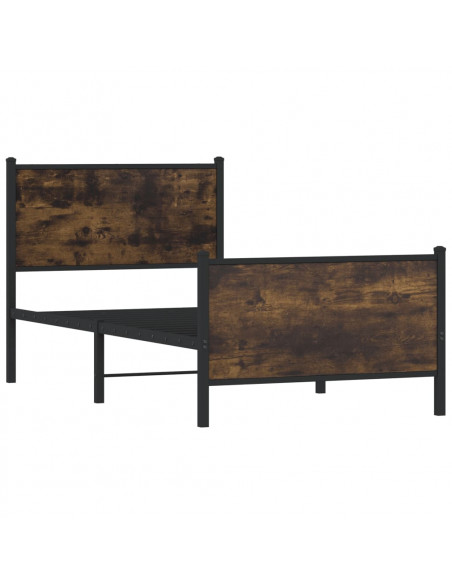 Giroletto con Testiera e Pediera Metallo Rovere Fumo 80x200 cm