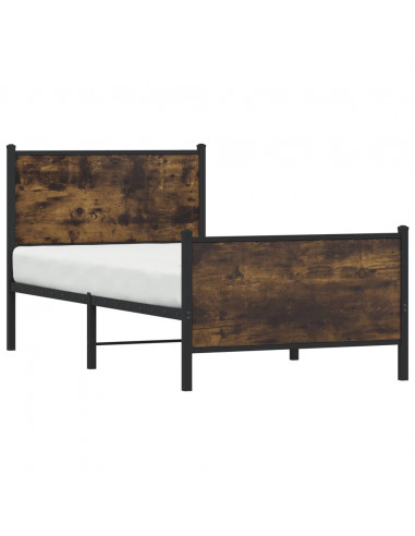 Giroletto con Testiera e Pediera Metallo Rovere Fumo 80x200 cm