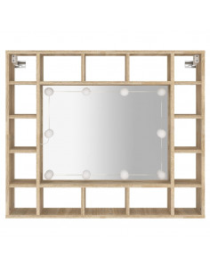 Mobile a Specchio con LED Rovere Sonoma 91x15x76,5 cm 2