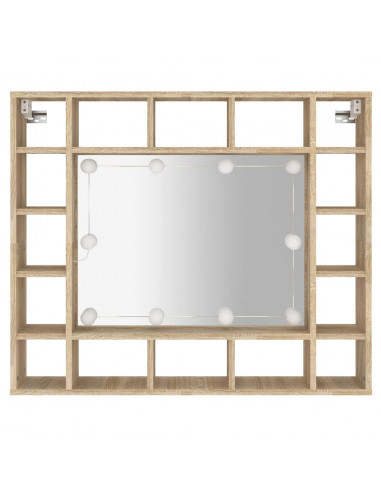 Mobile a Specchio con LED Rovere Sonoma 91x15x76,5 cm