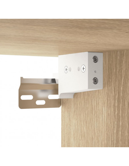 Mobile a Specchio con LED Rovere Sonoma 91x15x76,5 cm
