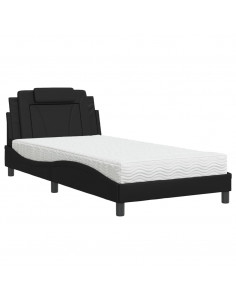 Letto con Materasso Nero 100x200 cm in Similpelle 2