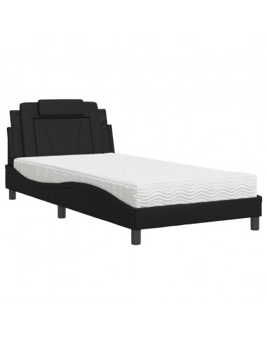 Letto con Materasso Nero 100x200 cm in Similpelle