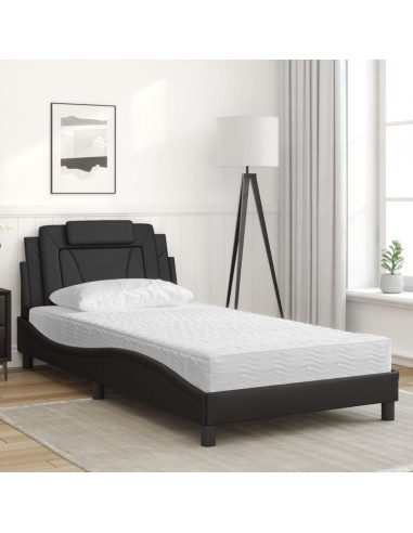Letto con Materasso Nero 100x200 cm in Similpelle