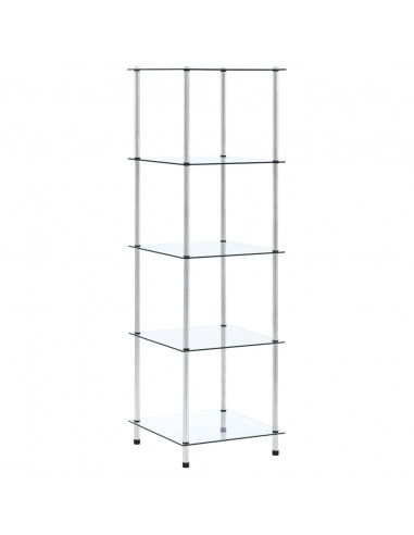 Scaffale a 5 Livelli Trasparente 40x40x130cm in Vetro Temperato