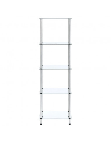 Scaffale a 5 Livelli Trasparente 40x40x130cm in Vetro Temperato