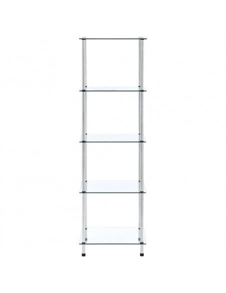 Scaffale a 5 Livelli Trasparente 40x40x130cm in Vetro Temperato