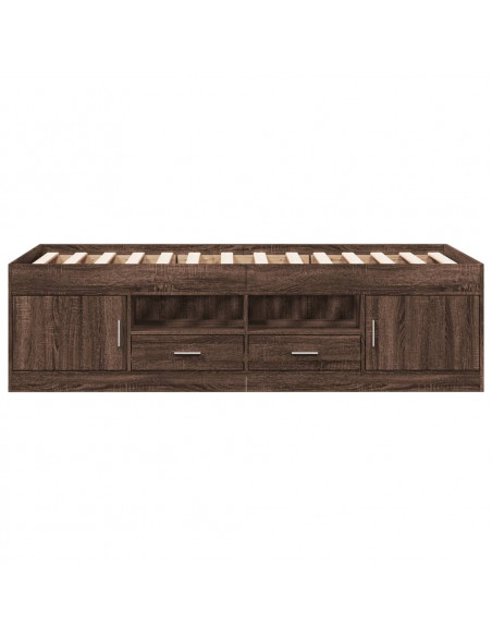 Divano Letto con Cassetti Rovere Marrone 100x200 cm Multistrato