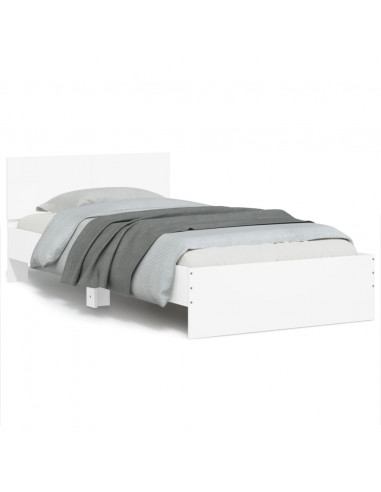 Giroletto con Testiera Bianco 100x200 cm in Legno Multistrato