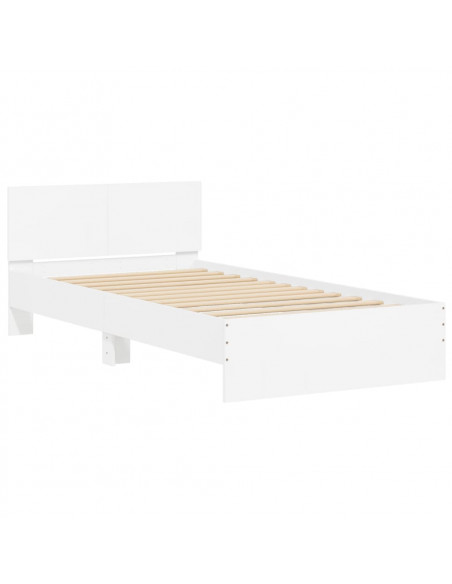 Giroletto con Testiera Bianco 100x200 cm in Legno Multistrato