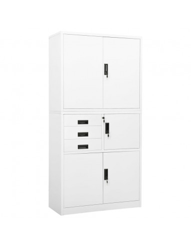 Armadio per Ufficio Bianco 90x40x180 cm in Acciaio