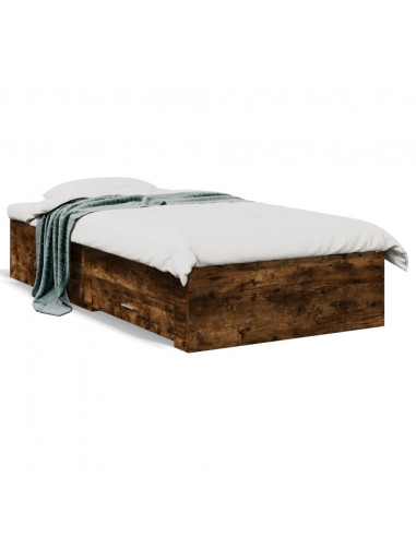 Giroletto con Cassetti Rovere Fumo 100x200 cm Legno Multistrato