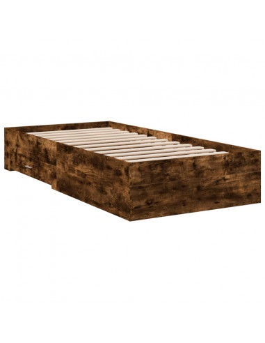 Giroletto con Cassetti Rovere Fumo 100x200 cm Legno Multistrato