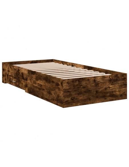 Giroletto con Cassetti Rovere Fumo 100x200 cm Legno Multistrato