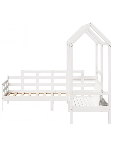 Set Dormeuse e Panca con Tetto Bianco 90x190cm Massello Pino