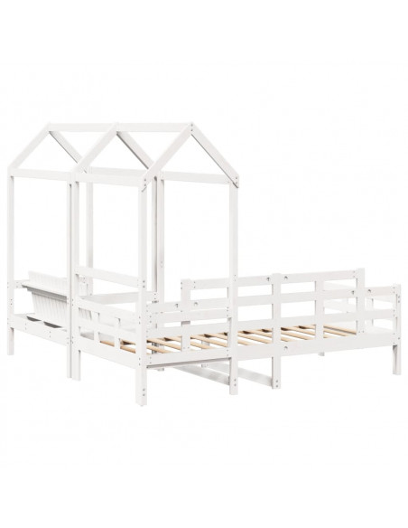 Set Dormeuse e Panca con Tetto Bianco 90x190cm Massello Pino