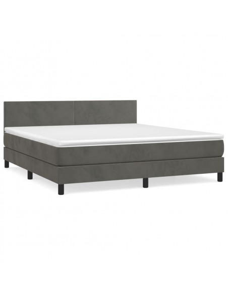 Giroletto a Molle con Materasso Grigio Scuro 160x200 cm Velluto