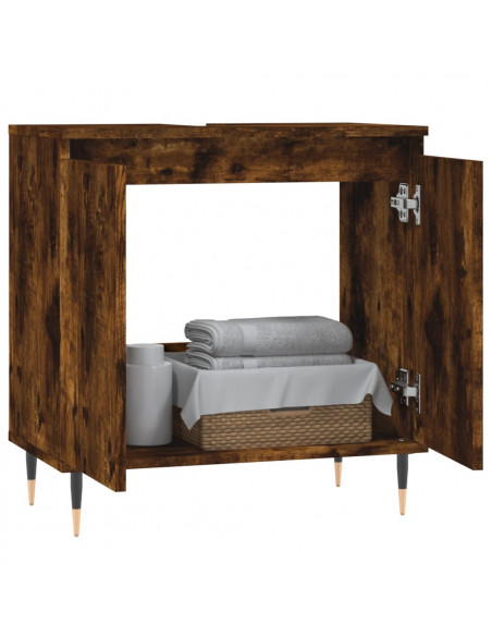 Armadietto Bagno Rovere Fumo 58x33x60 cm in Legno Multistrato