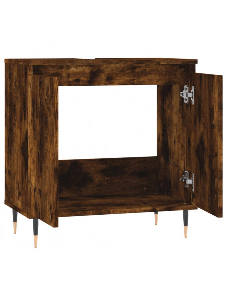 Armadietto Bagno Rovere Fumo 58x33x60 cm in Legno Multistrato