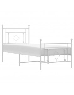 Giroletto con Testiera e Pediera Metallo Bianco 75x190 cm 2