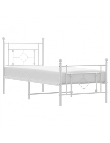 Giroletto con Testiera e Pediera Metallo Bianco 75x190 cm
