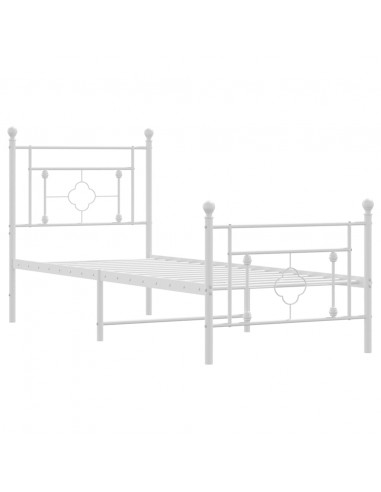 Giroletto con Testiera e Pediera Metallo Bianco 75x190 cm