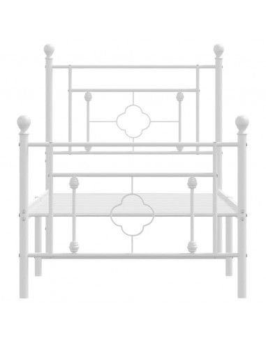 Giroletto con Testiera e Pediera Metallo Bianco 75x190 cm