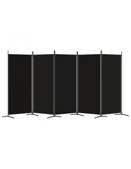 Divisorio a 5 Pannelli Nero 433x180 cm in Tessuto