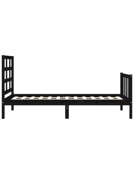 Giroletto con Testiera Nero Small Single in Legno Massello