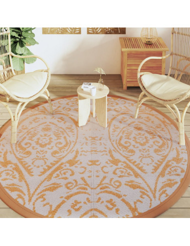 Tappeto da Esterni Arancione e Bianco Ø200 cm in PP