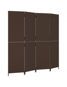 Divisorio per Ambienti a 4 Pannelli Marrone in Polyrattan 2