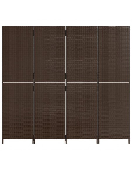 Divisorio per Ambienti a 4 Pannelli Marrone in Polyrattan