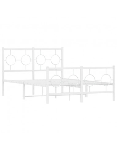 Giroletto con Testiera e Pediera Metallo Bianco 120x190 cm