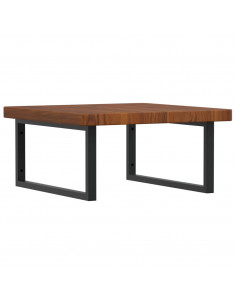 Ripiano a Parete per Lavabo in Acciaio e Massello di Rovere 2