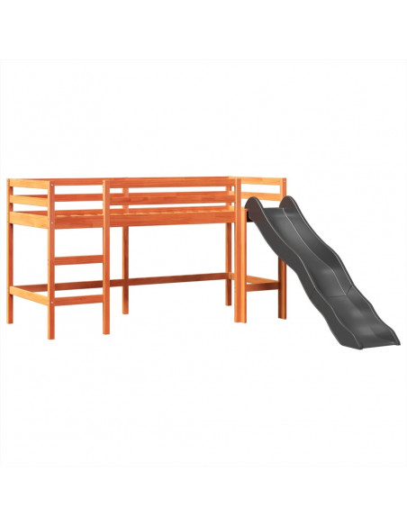 Letto a Soppalco con Torre Bambini Blu 90x190cm Massello Pino