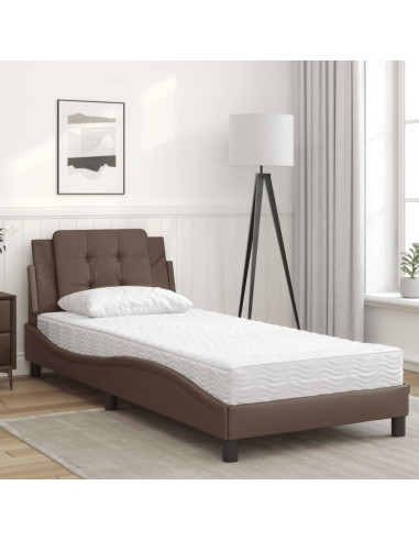 Letto con Materasso Marrone 90x190 cm in Similpelle