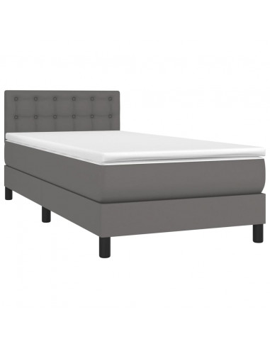 Giroletto Molle con Materasso e LED Grigio 90x200cm Similpelle