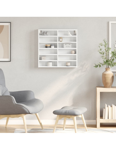 Armadietto con Vetrina Bianco 60x8,5x58 cm Legno Multistrato