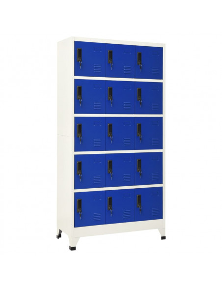 Armadietto con Serratura Grigio e Blu 90x40x180 cm Acciaio
