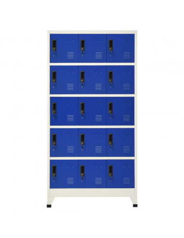 Armadietto con Serratura Grigio e Blu 90x40x180 cm Acciaio