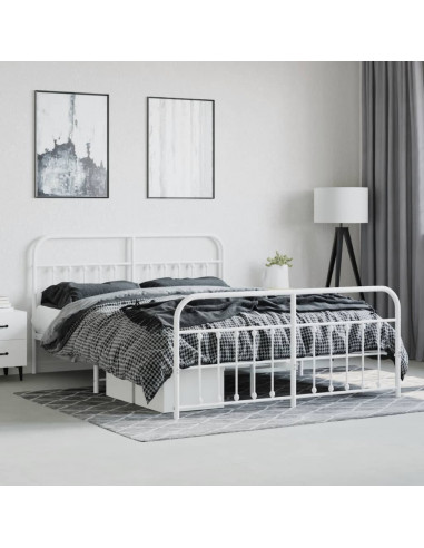 Giroletto con Testiera e Pediera Metallo Bianco 183x213 cm