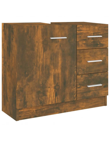 Mobile Lavabo Rovere Fumo 63x30x54 cm in Legno Multistrato