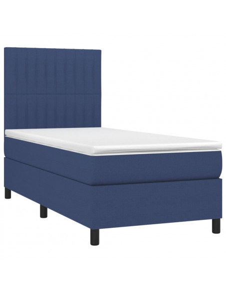Letto a Molle con Materasso e LED Blu 80x200 cm in Tessuto
