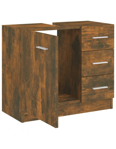Mobile Lavabo Rovere Fumo 63x30x54 cm in Legno Multistrato