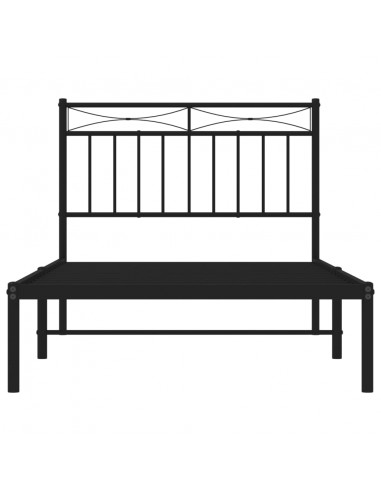 Giroletto con Testiera in Metallo Nero 100x190 cm