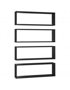 Mensole Parete a Cubo 4pz Nere 80x15x26,5cm Legno Multistrato 2